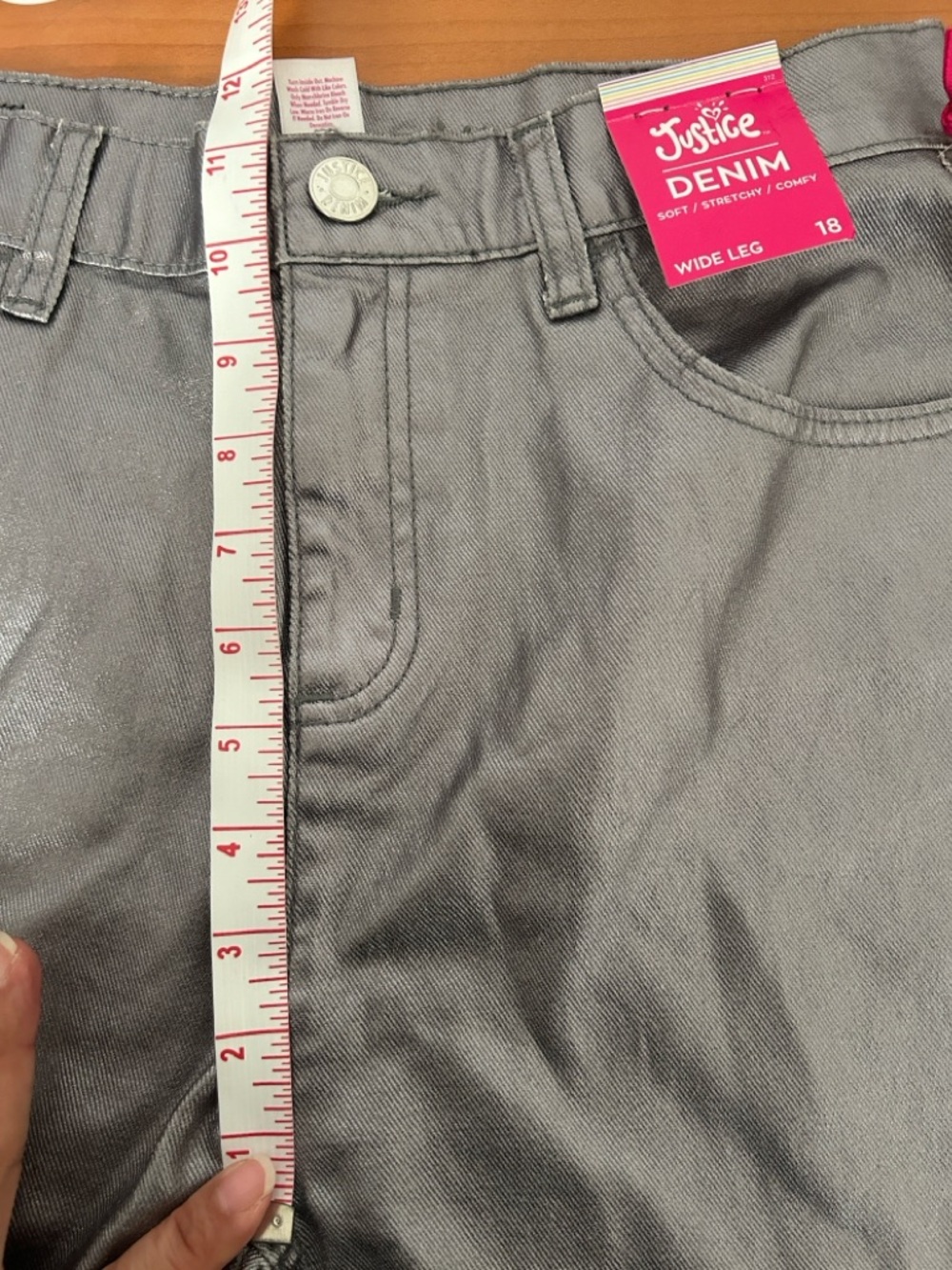 Justice Metallic Silver Wide-Leg Jeans - Picture 10 of 12